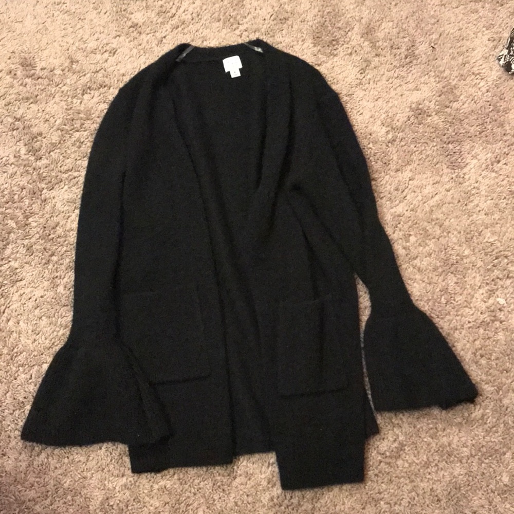 Bell sleeve black cardigan